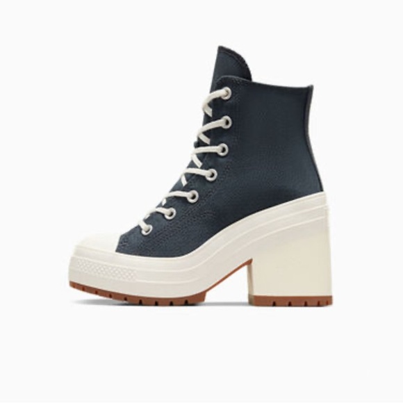 Converse Blue and White Heeled Boots with Platform - Picture 4 of 5